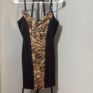 Chic Black Dress with Gold Zipper